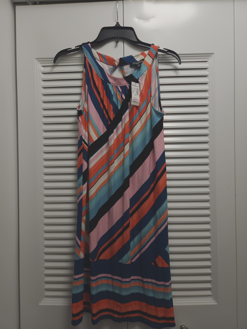 ROZ & ALI Petite XS Multicolor Abstract Stripe Sleeveless Dress NWT